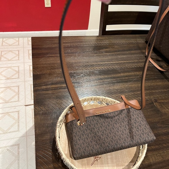 Michael Kors Brown and Tan Logo Messenger Bag - Picture 6 of 6